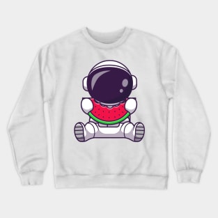 Astronaut Eating Watermelon Fruit Cartoon Crewneck Sweatshirt